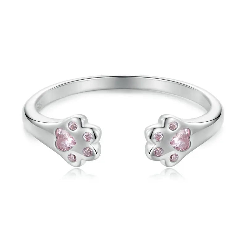 Women’s 925 Sterling Silver Cat Ring – Adjustable Animal Open Band Jewelry Gift