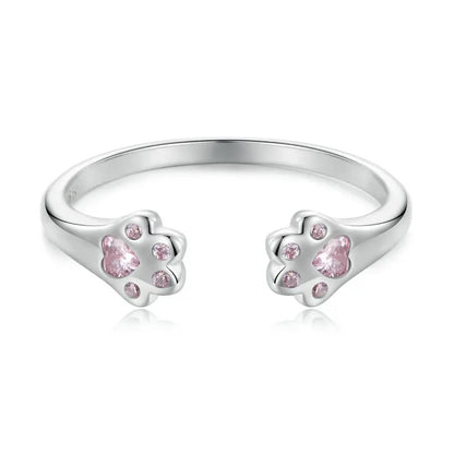 Women’s 925 Sterling Silver Cat Ring – Adjustable Animal Open Band Jewelry Gift