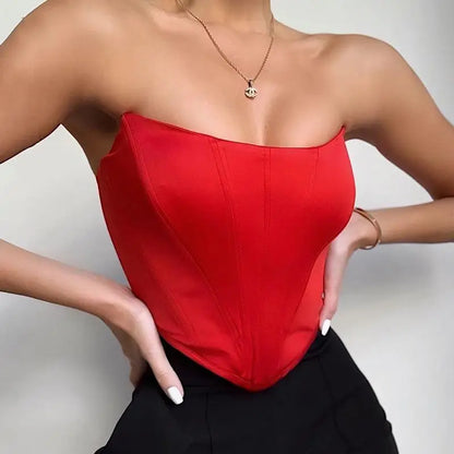 Women’s Sleeveless Off-Shoulder Corset Bustier Crop Top