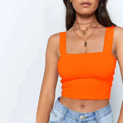 Women’s Square Neck Sleeveless Crop Top | Casual Off-Shoulder Backless Tank | Summer Basic Cami Top