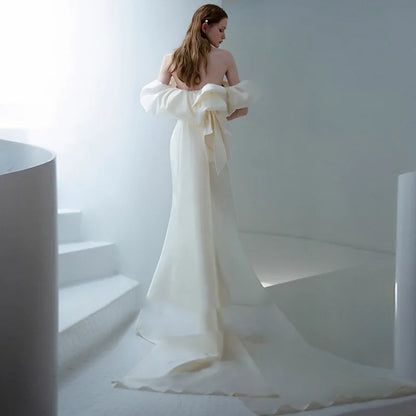 Women’s Elegant Satin Maxi Dress – Lace Waistline, Wrap Style, High-Quality Spring Bridal Gown