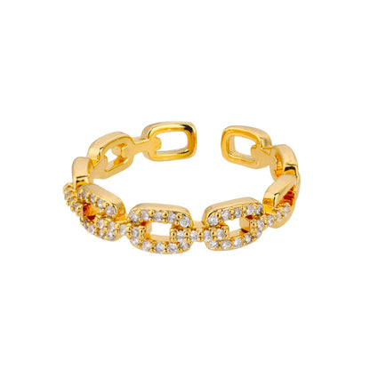 Women’s Classic Zircon Twist Chain Ring – Stainless Steel Elegant Wedding Jewelry