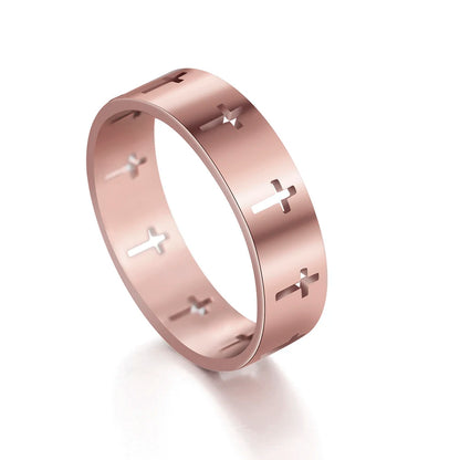 Men’s Hollow Cross Ring Jewelry – Stainless Steel Couple Engagement Band