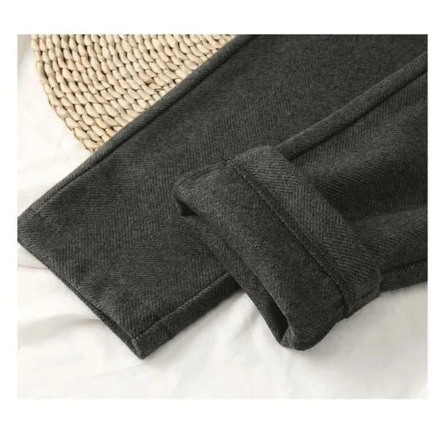 Women’s High-Waist Woolen Suit Pants – Trousers for Autumn & Winter Office Wear