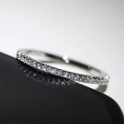 Women’s Minimalist Thin Cubic Zircon Ring – Elegant Wedding Finger Jewelry