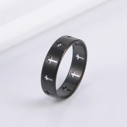 Men’s Hollow Cross Ring Jewelry – Stainless Steel Couple Engagement Band