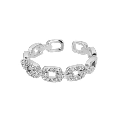 Women’s Classic Zircon Twist Chain Ring – Stainless Steel Elegant Wedding Jewelry