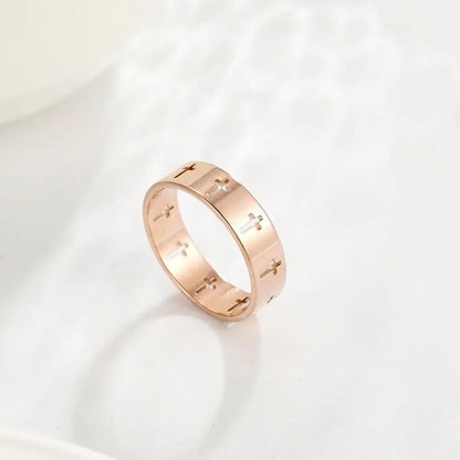 Men’s Hollow Cross Ring Jewelry – Stainless Steel Couple Engagement Band