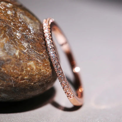 Women’s Minimalist Thin Cubic Zircon Ring – Elegant Wedding Finger Jewelry