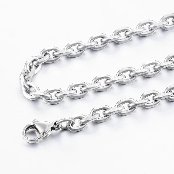 Men’s O-Shape Chain Necklace – Stainless Steel Silver Link Jewelry (1.6–5mm)