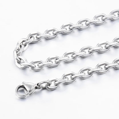 Men’s O-Shape Chain Necklace – Stainless Steel Silver Link Jewelry (1.6–5mm)