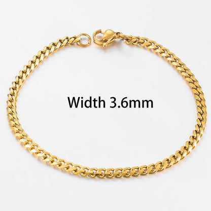 Men’s Stainless Steel Cuban Bracelet – Gold Color Hip Hop Punk Jewelry