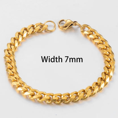 Men’s Stainless Steel Cuban Bracelet – Gold Color Hip Hop Punk Jewelry