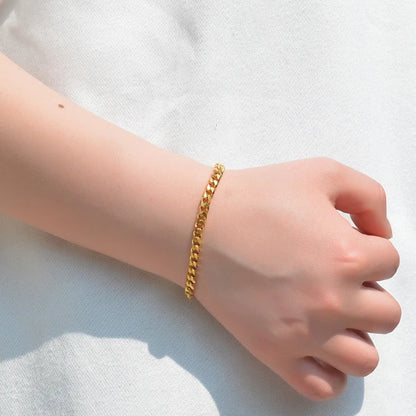 Men’s Stainless Steel Cuban Bracelet – Gold Color Hip Hop Punk Jewelry