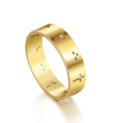 Men’s Hollow Cross Ring Jewelry – Stainless Steel Couple Engagement Band