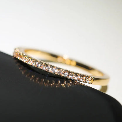 Women’s Minimalist Thin Cubic Zircon Ring – Elegant Wedding Finger Jewelry