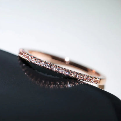 Women’s Minimalist Thin Cubic Zircon Ring – Elegant Wedding Finger Jewelry