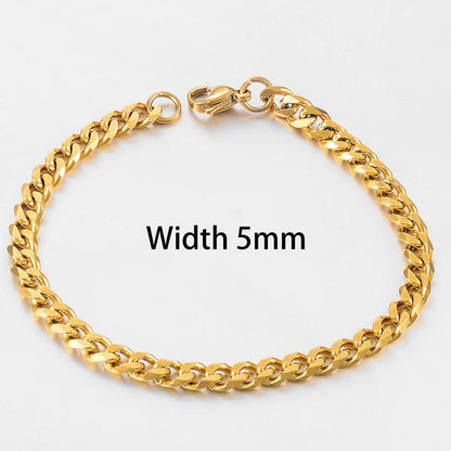 Men’s Stainless Steel Cuban Bracelet – Gold Color Hip Hop Punk Jewelry