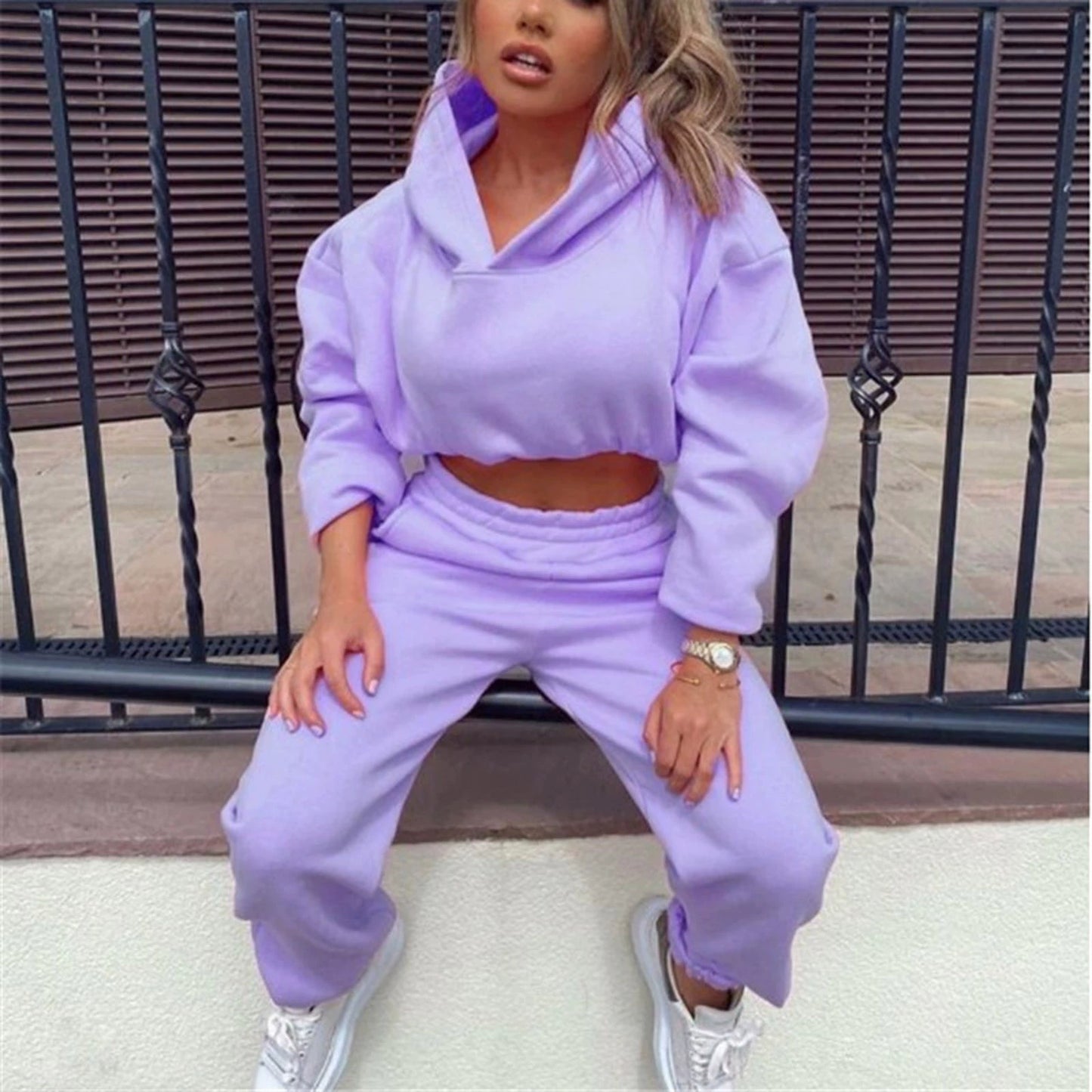 Women’s Long Sleeve Casual Tracksuit Set – Two-Piece Sporty Fashion Outfit