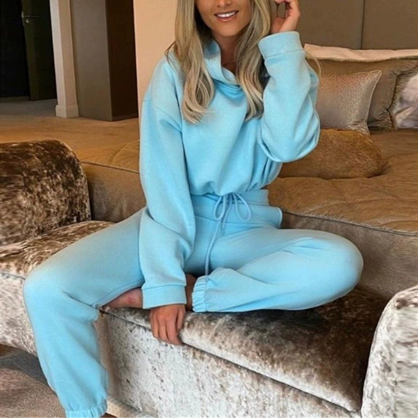 Women’s Long Sleeve Casual Tracksuit Set – Two-Piece Sporty Fashion Outfit