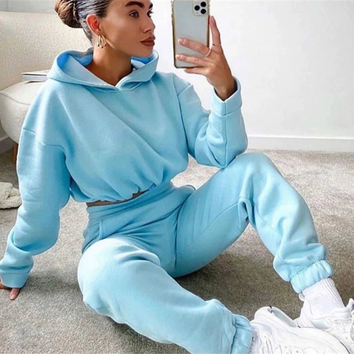 Women’s Long Sleeve Casual Tracksuit Set – Two-Piece Sporty Fashion Outfit