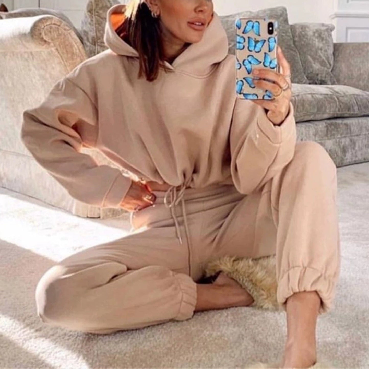 Women’s Long Sleeve Casual Tracksuit Set – Two-Piece Sporty Fashion Outfit