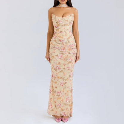 Women’s Elegant Maxi Dress with Scarf