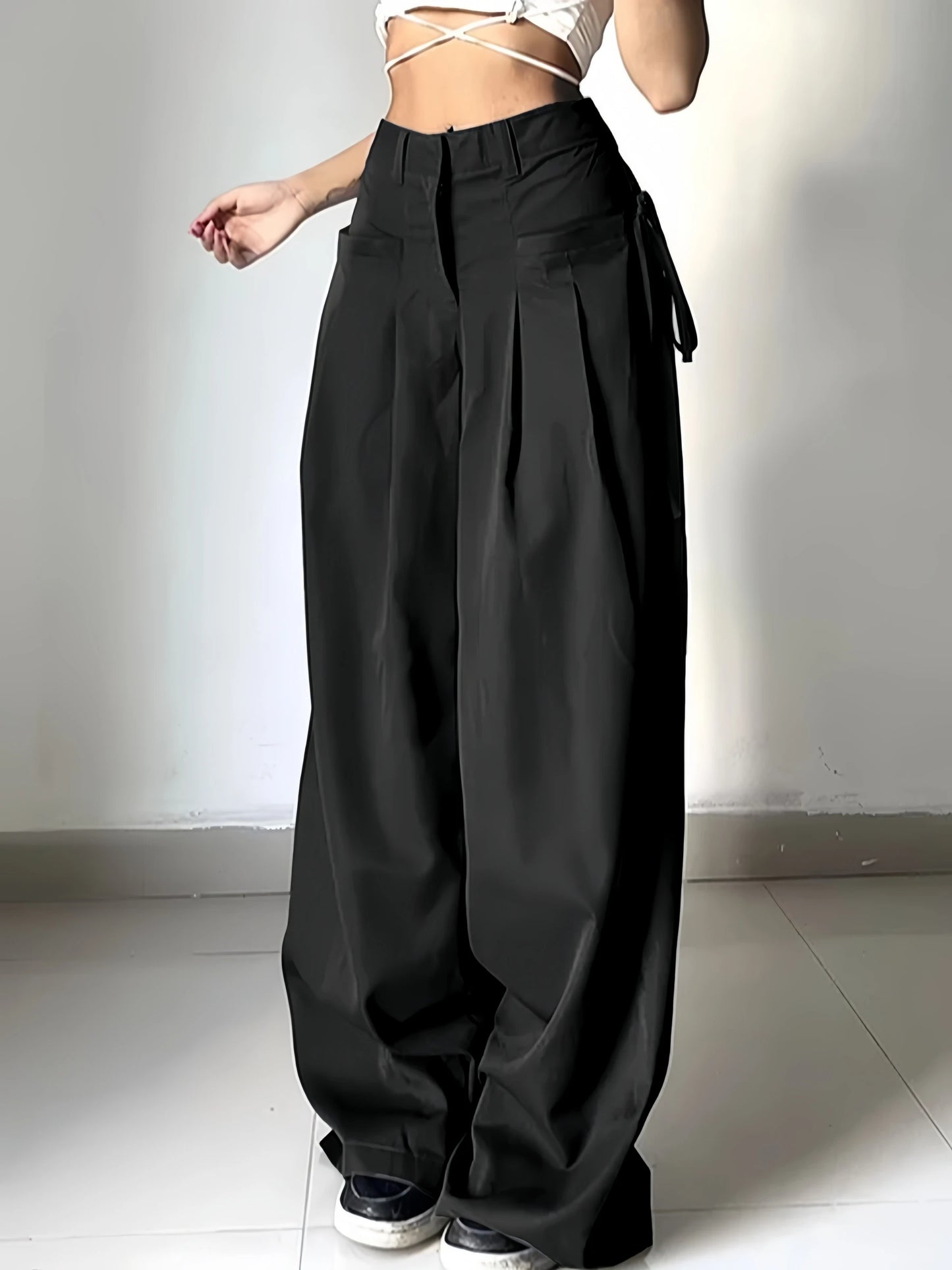 Women’s High Waist Wide Leg Pants Bottoms | Office Chic | Loose Fit | Elegant