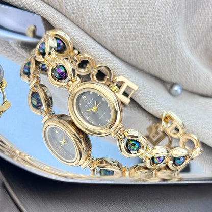 Women’s Oval Pearl Quartz Watch | French Romantic | Aesthetic | Luxury