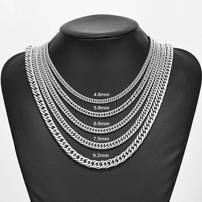 Men’s Cuban Link Chain Necklace – Stainless Steel Chunky Curb Jewelry
