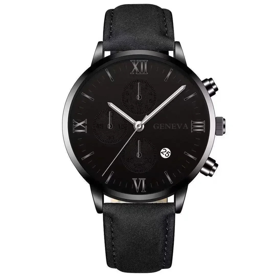 Men’s Luxury Quartz Sport Watch – Leather Strap Analog Wristwatch with Date