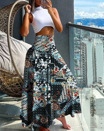 Women’s High Waist Floral Wrap Skirt – Cotton Side Tie Long Beach Bottom with Flower Print for Summer