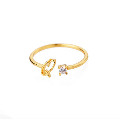 Women’s Adjustable Initial Letter Ring – Stainless Steel A–Z Alphabet Personalized Jewelry
