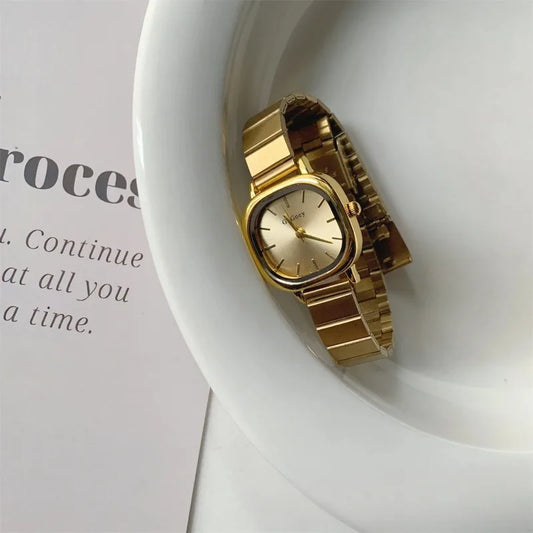Women’s Gold Stainless Steel Watch – Elegant Luxury Quartz Wristwatch Gift