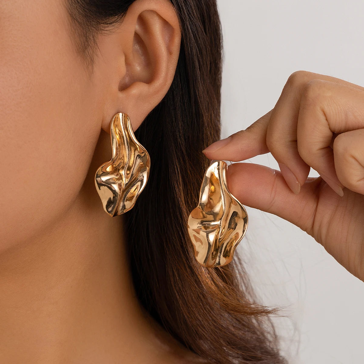 Women’s Jewelry Irregular Pleated Earrings | Aesthetic | Gold Tone | Party