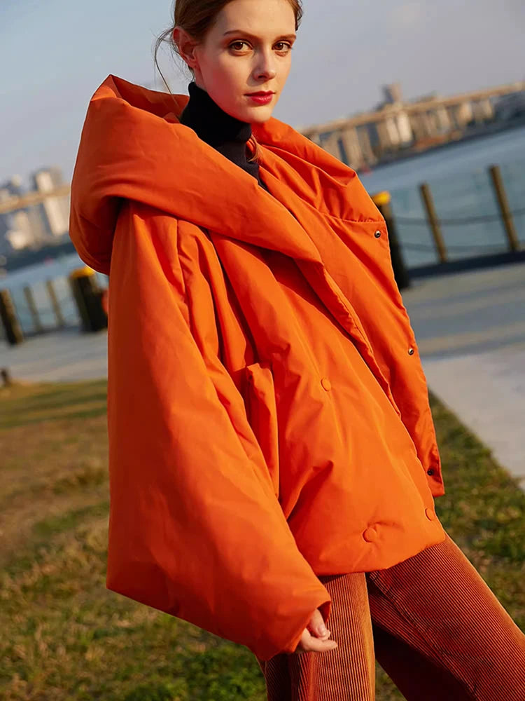 Women’s Down Jacket Outerwear – Oversized Puffer Hooded Jacket