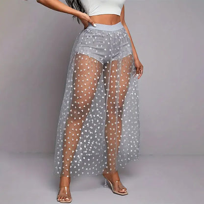 Women’s Elegant Lace Maxi Skirt Bottom – Sexy See-Through Black High Waist Party Skirt