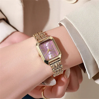 Women’s Stainless Steel Quartz Watch – Elegant Light Luxury Business Wristwatch