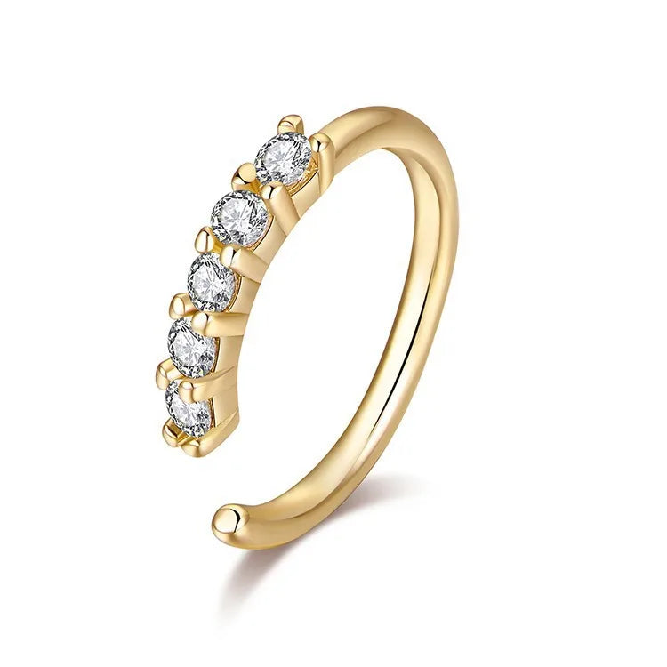 Women’s Single-Row Zircon Nose – Elegant Fake Piercing with Mini Crystals
