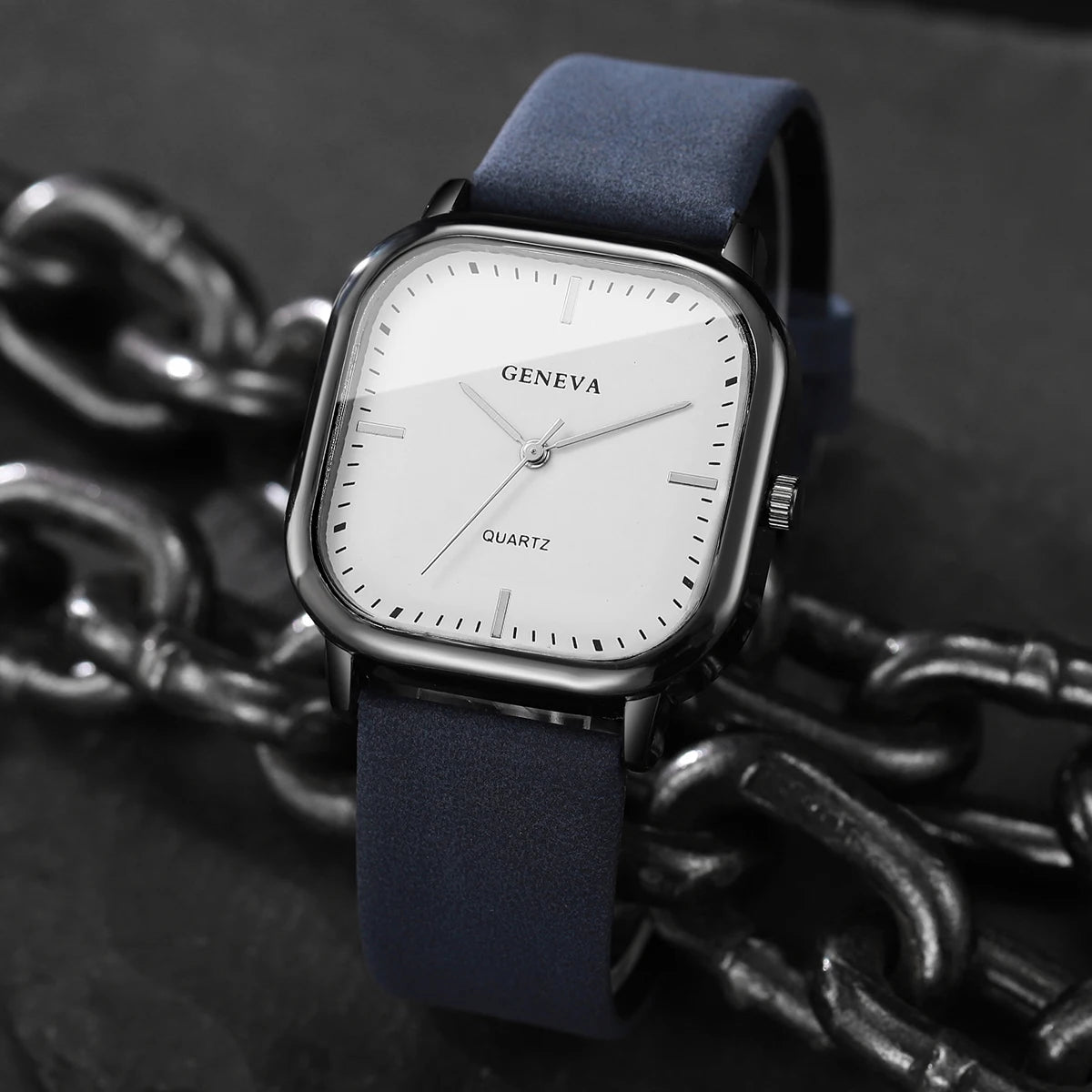 Men’s Square Dial Luxury Watch – Minimalist Leather Strap Business Casual Wristwatch