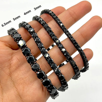 Women’s Black Moissanite Tennis Bracelet – 925 Sterling Silver Plated 18K Hip Hop Jewelry