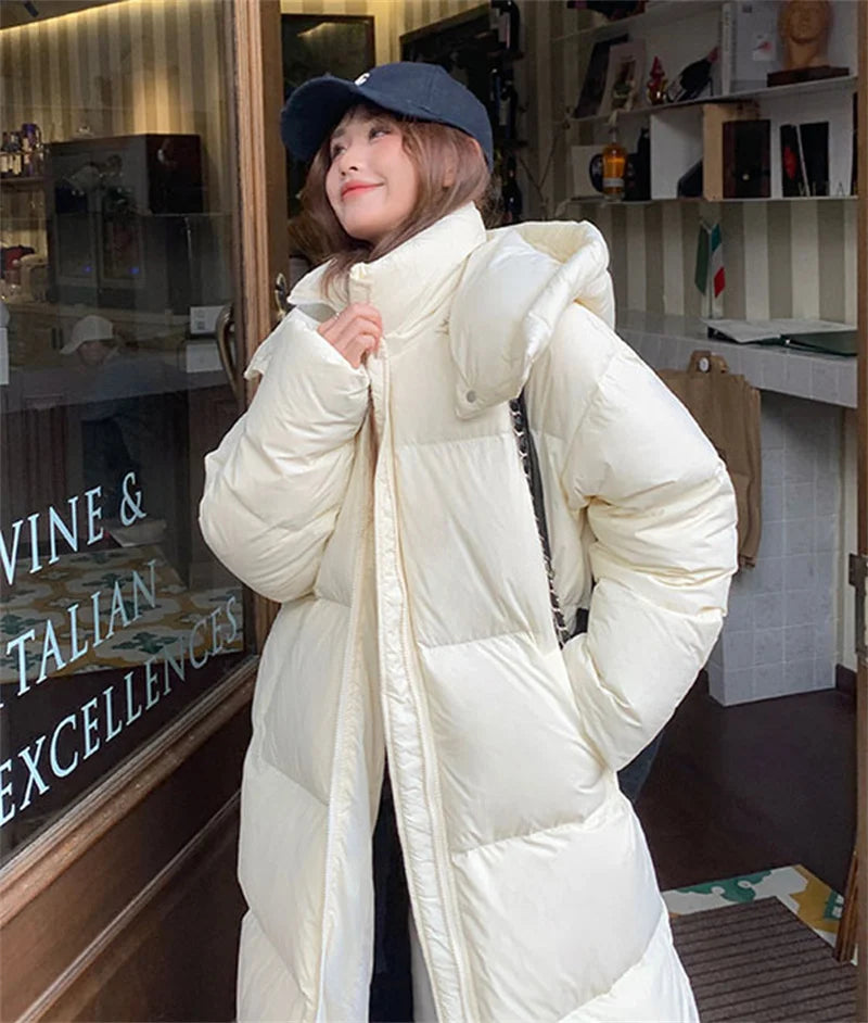 Women’s Padded Jacket Outerwear – Long Windproof Hoodie Puffer