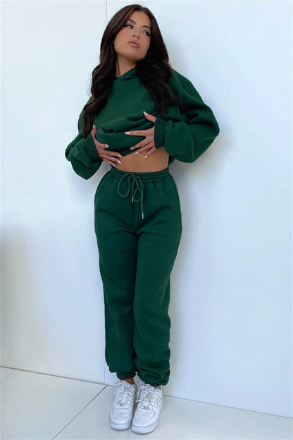 Women’s Autumn Winter Fleece Tracksuit Set – 2 Piece Casual Outfit
