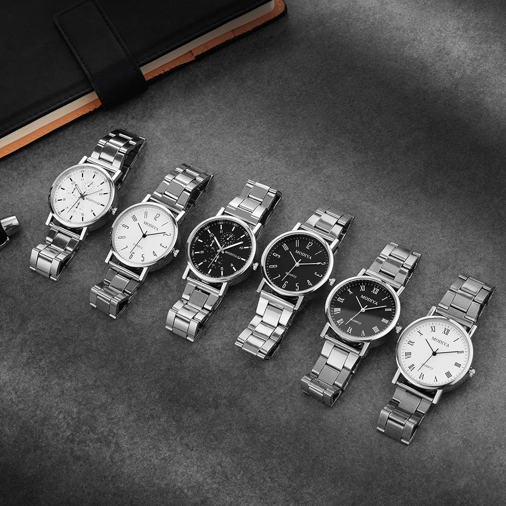 Men’s Casual Stainless Steel Watch – Round Dial Luxury Business Wristwatch