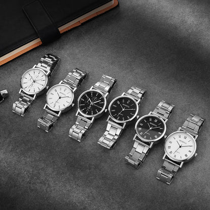 Men’s Casual Stainless Steel Watch – Round Dial Luxury Business Wristwatch