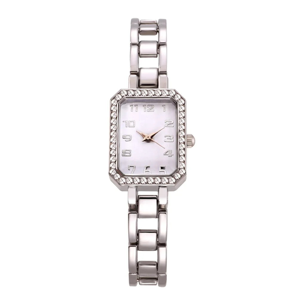 Women’s Square Digital Quartz Watch | Diamond Look | Gold Tone