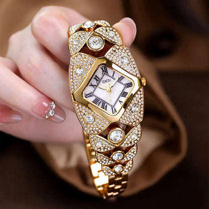 Women’s Diamond Inlaid Quartz Watch | Light Luxury | Waterproof | Gift