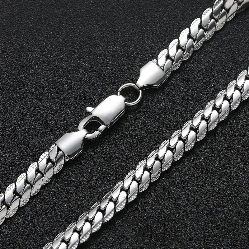 Men’s Sterling Silver Side Chain Bracelet Necklace – Jewelry