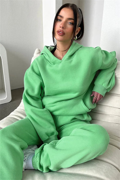 Women’s Autumn Winter Fleece Tracksuit Set – 2 Piece Casual Outfit