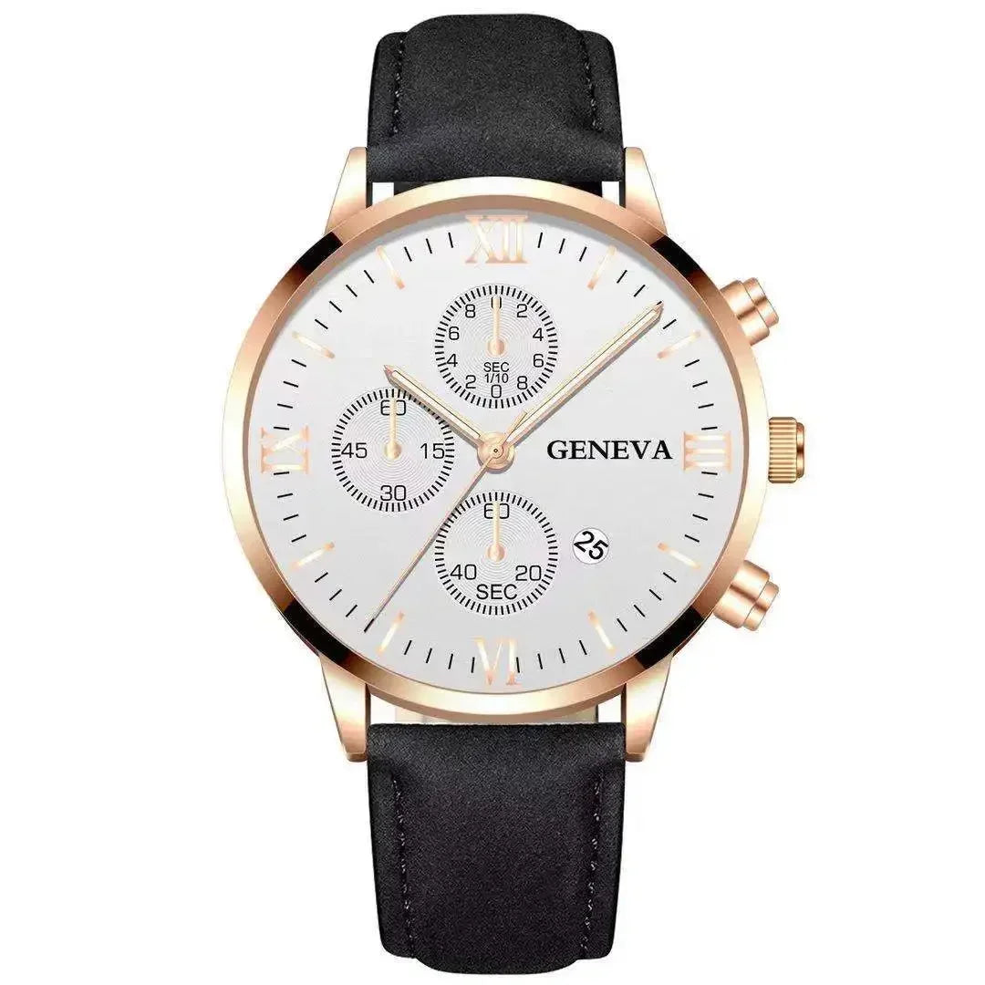 Men’s Luxury Quartz Sport Watch – Leather Strap Analog Wristwatch with Date